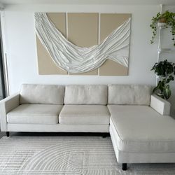 Large L-Shaped Sectional Couch, Ivory