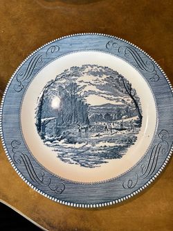 Blue and White Transferware Dinner Plate