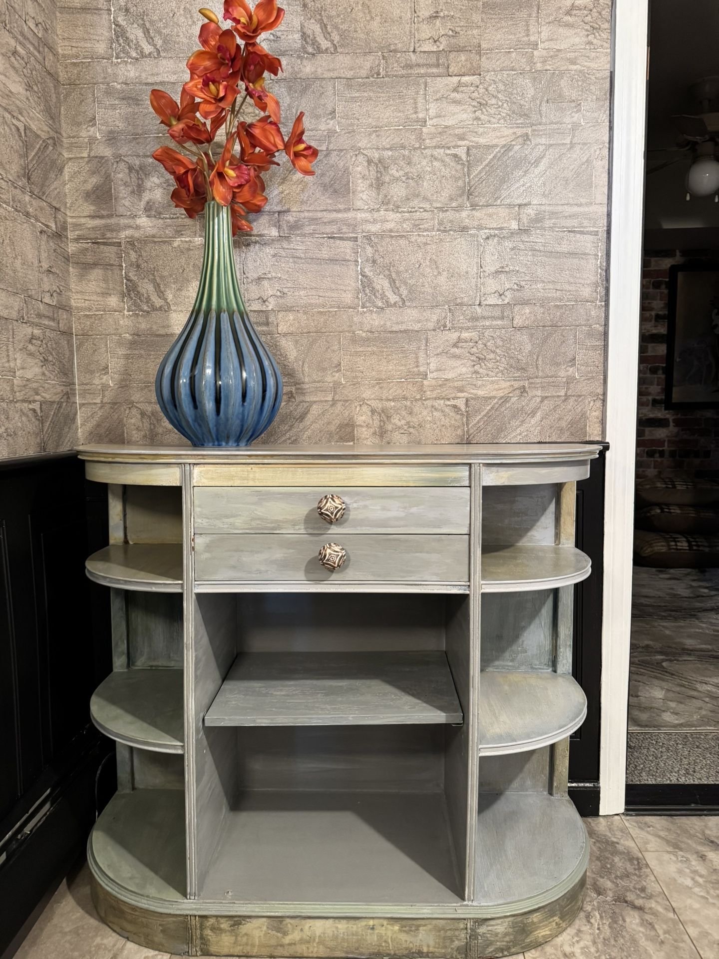 Beautiful Hand-Painted Vintage Entryway Console Cabinet — Anthropologie inspired