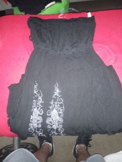 Black Strapless Mini Dress with Rhinestone Detail
