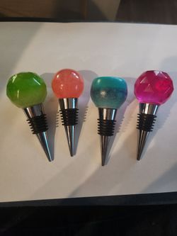 Handmade Decorative Wine & Bottle Stopper Set – Set of 4