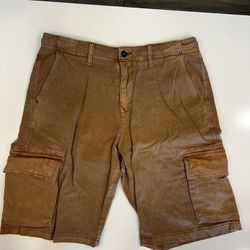 Lucky Brand Jeans Saturday Stretch Cargo Shorts, Khaki, Men's 33