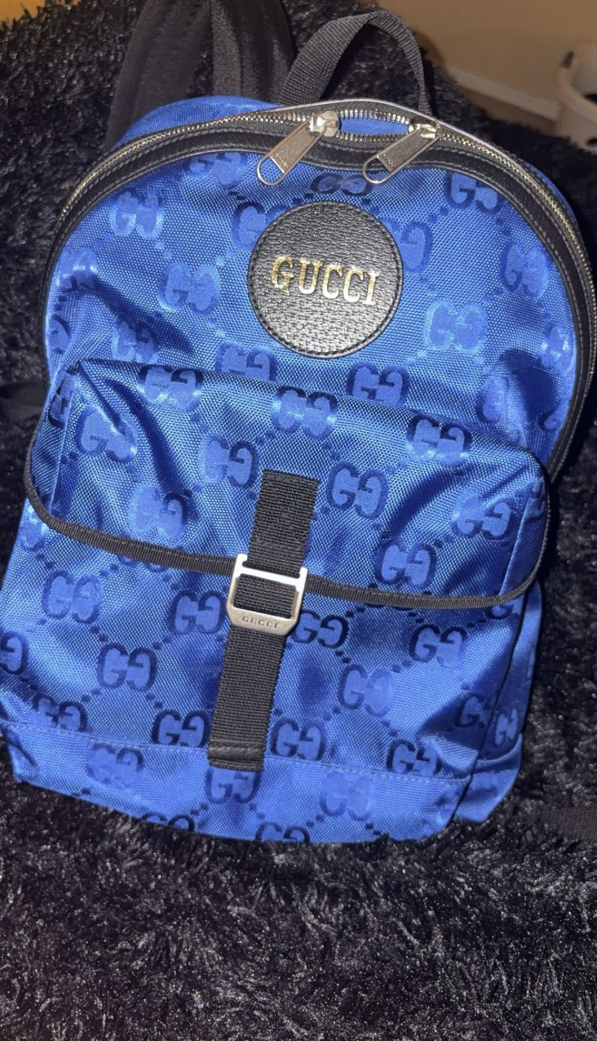 Blue Gucci Monogram Backpack