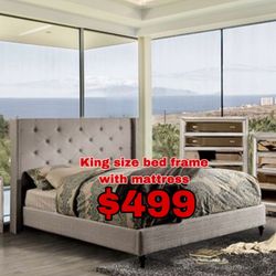New In Box King Bed Frame+Mattress (Read Description Below)