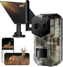 * Trail Camera, 4G Cellular Dual Lens Trail Cameras 2.7K, 0.2s Fast Trigger Speed, Game Camera with Full Color Night Vision, No Glow IR, Motion Detect