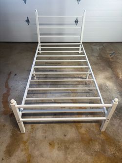 White Metal Twin Bed Frame