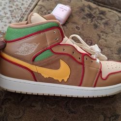 Air Jordan Mid  Custom-designed Sneaker Cheeseburger Color Way Brand New Size 13