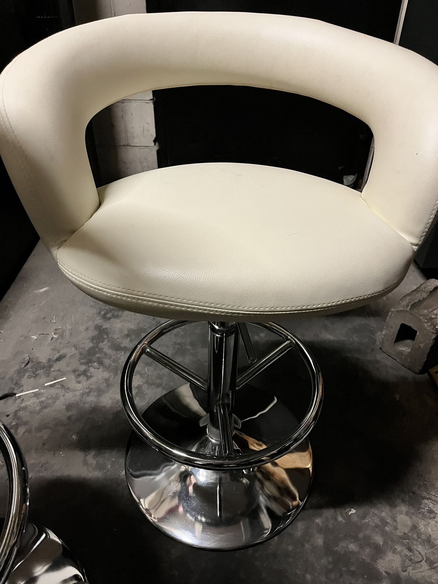 2 Zuri cream real leather revolving adjustable stools