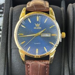Olevs Watch Blue Brown