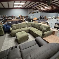 Olive Green Sectional With Ottoman For $800