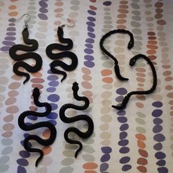 Black Snake Earrings Lot 