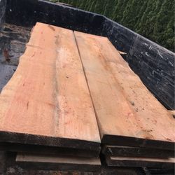 Huge Bookmatched Douglas Fir Tabletop Dining Table Set