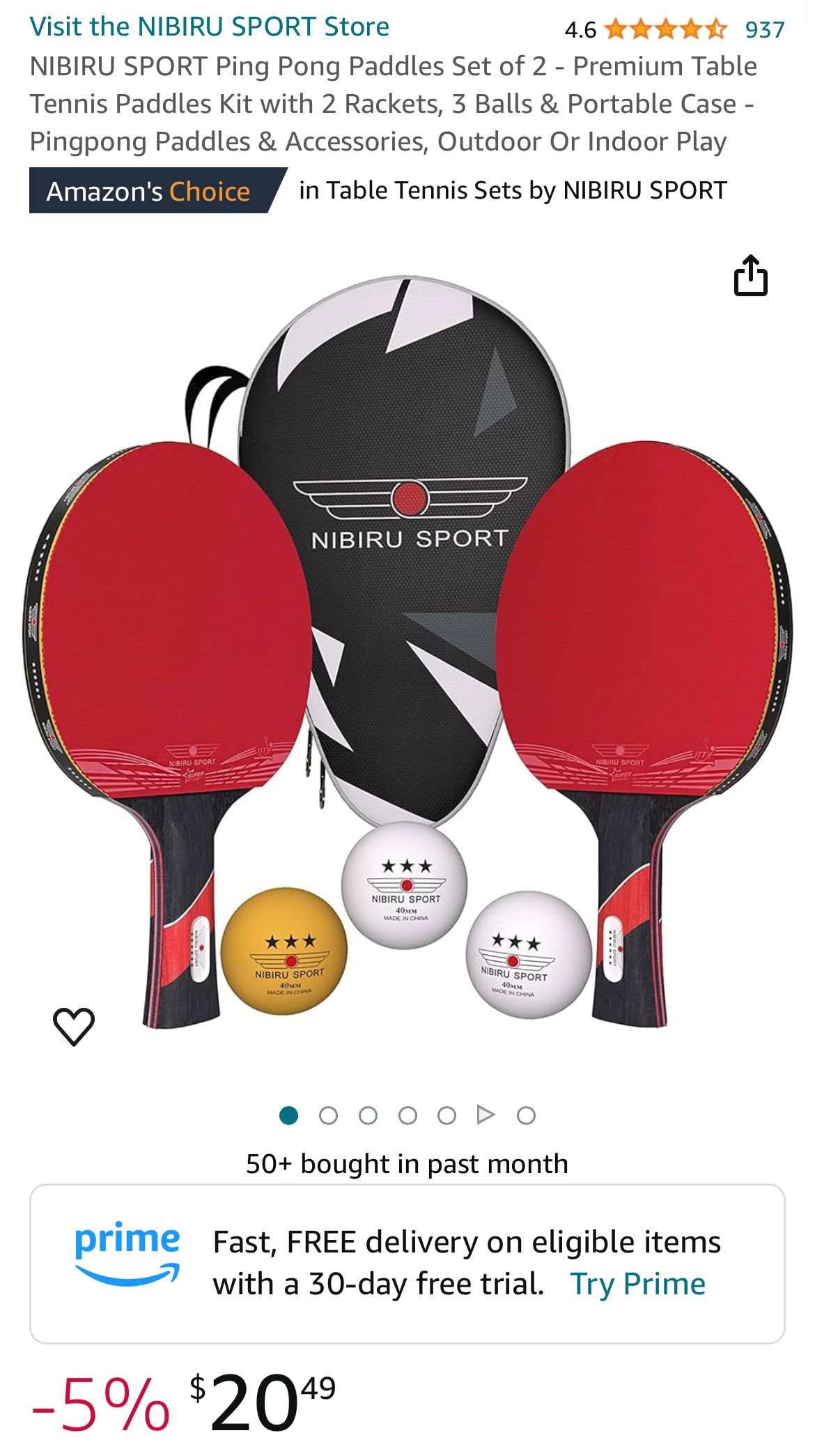NIBIRU SPORT Ping Pong Paddles Set of 2 - Premium Table Tennis Paddles Kit with 2 Rackets, 3 Balls & Portable Case - Pingpong Paddles & Accessories, O