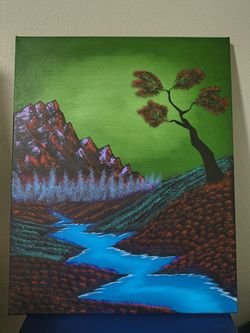Glowing Green Dusk By Sandross Painting Decorative Canvas Bob Ross