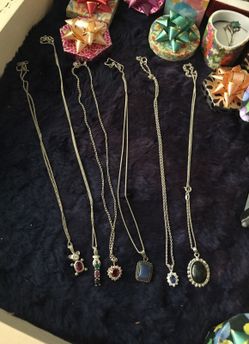 Sterling silver necklace with gems