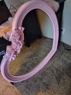 Pink Disney Heart shaped Mirror with flowers
