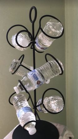 Metal Wine Rack Holds Six Bottles