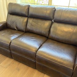 Free! Vegan leather sofa from Living Spaces, recliner, lights, outlets