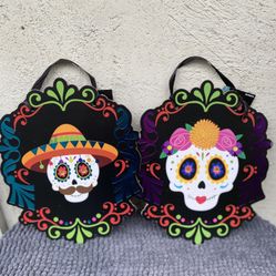 Dia De Los Muertos Sugar Skull Hanging Wall Decor Set..