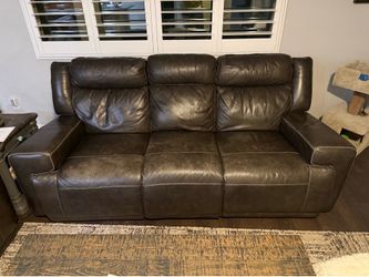 Dark Brown Leather Sofa and Loveseat set with Marble End Table