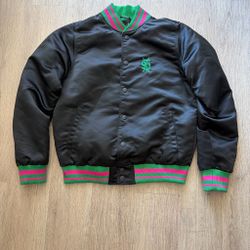 Black Ksubi Bomber Jacket Green Pink Stripes