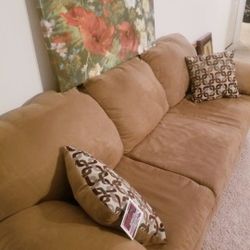 Camel Color Suede Like Sofa..Size 7ft Long..Brand New With Tag On It..very Comfortable!!
