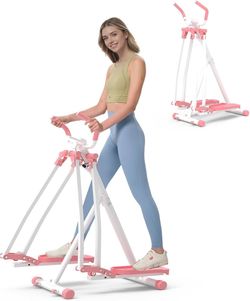 HOTWAVE Air Space Walker, Foldable Elliptical Exercise Machine Gentle on Joints & Low-Impact. 350lb capacity. Cross trainer stepper. Home gym equipmen