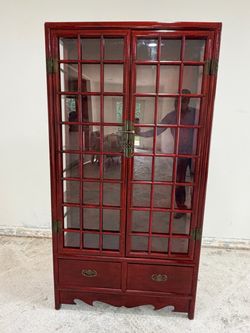 Cherry wood Chinese Motif Cabinet