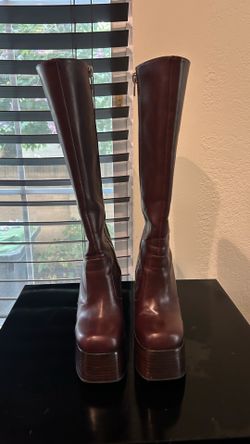 Dark purple 5 inch boots knee high