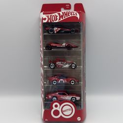 Hot Wheels 80th Anniversary 5-Pack Ruby Red Collection 2025