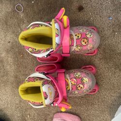 Size 9/10 Roller Skates Pink Smiley Girls