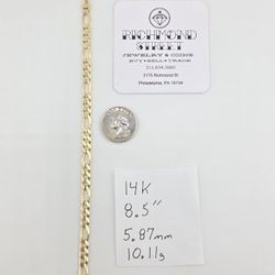 14k gold 8.5" figaro bracelet 