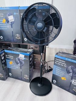 Pelonis 18 in. 3 Speeds Outdoor Misting Pedestal Fan in Black with 80° Oscillation 1600 CFM for up t