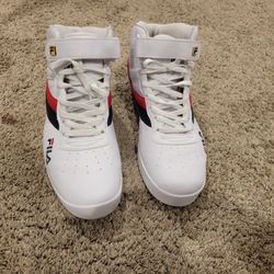 Fila Men's Vulc 13 Mid Plus Shoes - White / Blue / Red