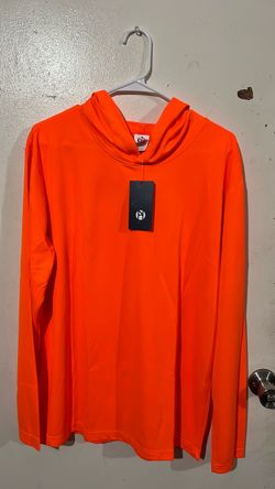 Neon Orange Long Sleeve Hooded Shirt