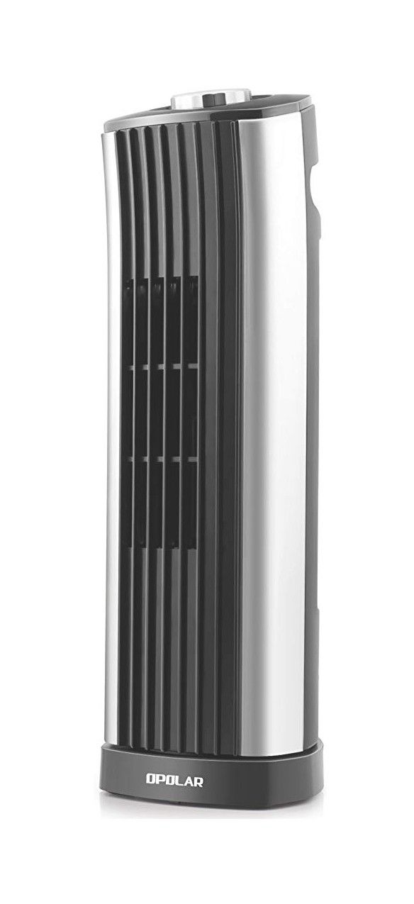 OPOLAR Mini Oscillating Tower Fan, Quiet Personal Desktop Cooling Fan, 14 Inch, Ultra-Silm, 2 Settings