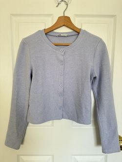 ZARA Soft Lavender Button-Up Knit Cardigan
