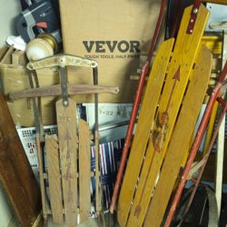 Flexible Flyer And Smaller Sled Definitely Vintage Maybe Antique 