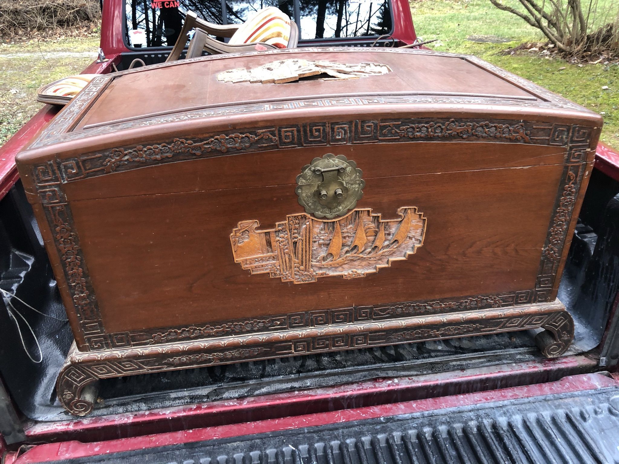 Large Antique Asian Trunk Wooden