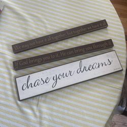 3 Wooden Motivational Signs Decorations 
