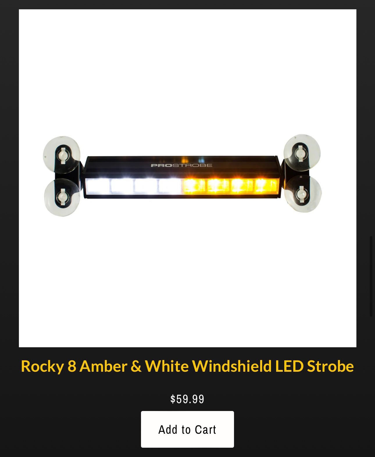 ProStrobe Rocky 8 Amber & White Windshield LED Strobe