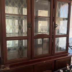 Vintage Wooden Cabinet With Glass Doors