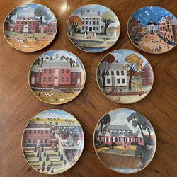 Vintage Set of 7 Commemorative Plates From The Colonial Heritage Series - Museum Editions, Ltd.