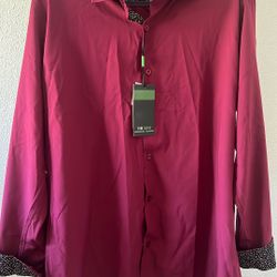 XXL Slim-Fit | Long-Sleeve Dress Shirt | Burgandy 
