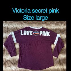Victoria Secret Pink Long Sleeve Campus Tee Size Large 