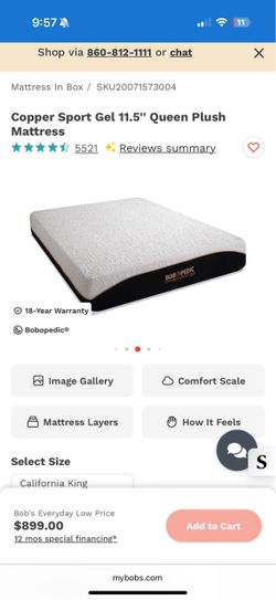 Bobopedic Copper Sport Gel Queen Plush Mattress