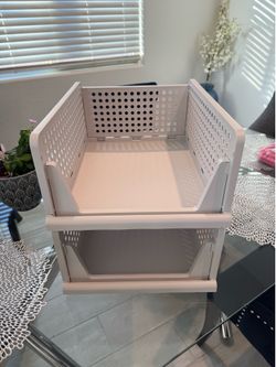 Stackable Plastic Storage Basket-Foldable Closet Organizers and Storage Bins 5 Pack-Drawer Shelf Storage Container for Wardrobe Cupboard Kitchen Bathr