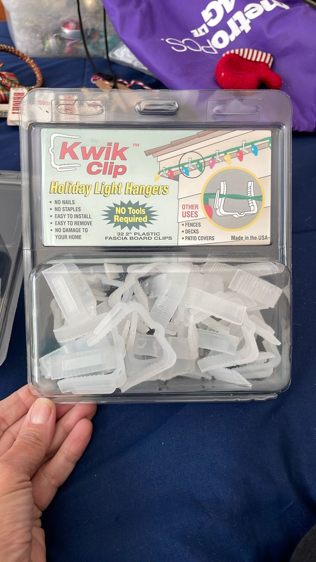 1 Box Of 32 2” Kwik Clip Holiday Light hangers + 26 Used For Free