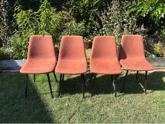 Modern Upholstered Terracotta Color Dining Chairs - Set of 4