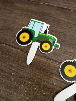 24 Tractor Cupcake Toppers